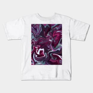 Luxe Living Silk Marble - Magenta, Blue, Grey Liquid Paint Pattern Kids T-Shirt